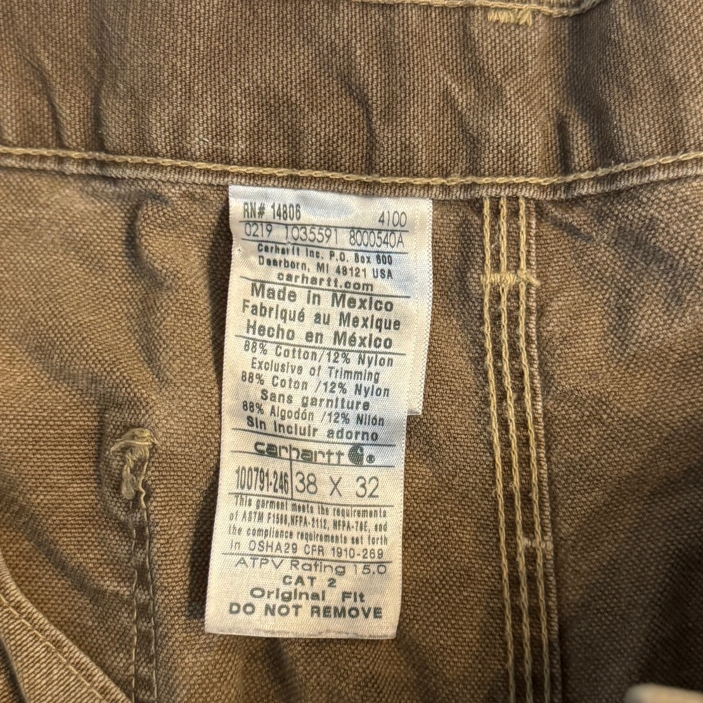Carhartt FR Pants Men's 38x32 Original Fit Tan/Beige Flame Resistant - Picture 4 of 8